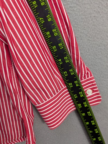 Paul Frederick Finest Long Staple Cottn Red White Striped Shirt Size XXLT Preppy - Picture 10 of 11