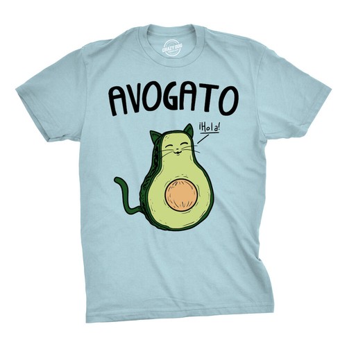 Mens Avogato Funny T shirt Avocado Cat Tee Cute Cat Face Graphic Novelty Humor