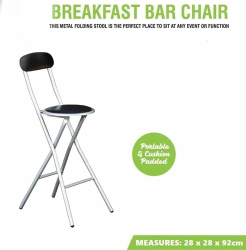 Foldable Breakfast Bar Stool Soft Padded Chair Seat Light Weight Home Office - Picture 11 of 48