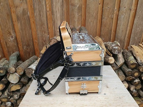 Steirische Harmonika B es as des Alpen Compact Olive X-Bass, Halbtöne, Mollbässe - Bild 5 von 12