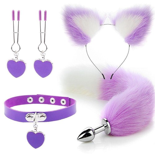 4Pcs Set Fox Butt Tail Collar Soft Cat Ears Headbands Cosplay Female Cute Heart - Bild 8 von 51