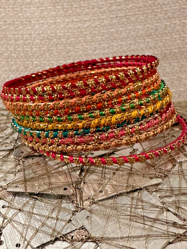 Metal & Thread work Bangle Set design 1 Indian/Pakistani Bridal/Partywear (152) - Picture 2 of 5