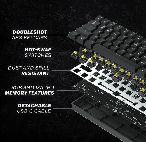 HK Gaming GK61 Mechanical LED RGB  Keyboard Black; Gateron Optical Brown, New  - 第 5/6 張圖片