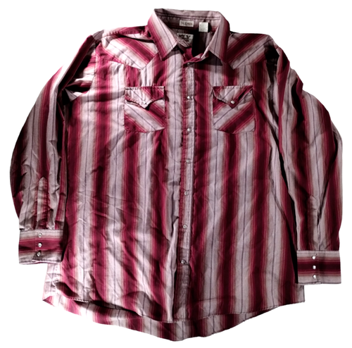 Men's Ely Cattlemen Maroon Western Long Sleeve Pearl Snap Button Shirt 2XL Tall - Picture 1 of 10