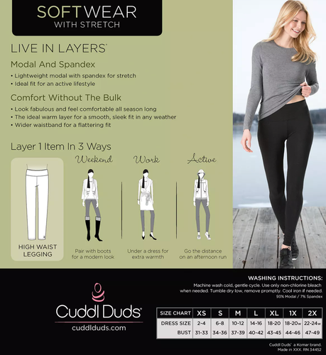 CUDDL DUDS Softwear High-Waist Leggings sz XL X-Large (18-20) Hunter Greenn - Picture 3 of 3
