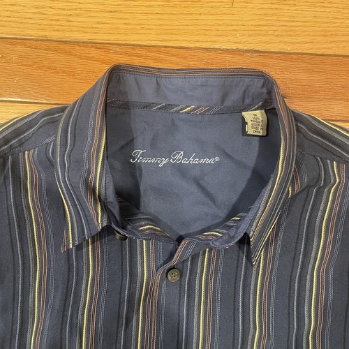 Camisa de vestir Tommy Bahama para hombre M azul a rayas con botones manga larga - Imagen 2 de 6
