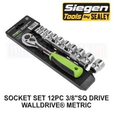 Siegen by Sealey 3/8" Sq Drive Socket Set 12pc 6pt Metric 10 - 19mm S01242