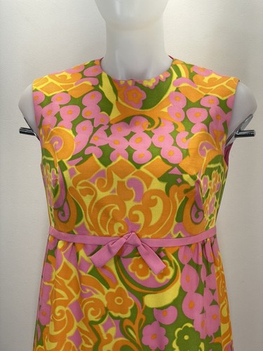 Vintage 70s Alex Colman Psychedelic Maxi Dress Bold Print (SEE FEHLER - Bild 3 von 19