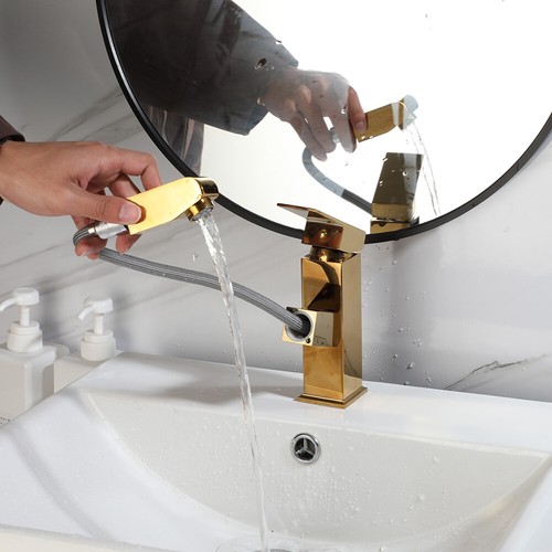 Rubinetto Lavello Cucina Girevole 360° Dorato Spruzzatore Estraibile Monoforo Rubinetto Miscelatore Ottone - Foto 3 di 13