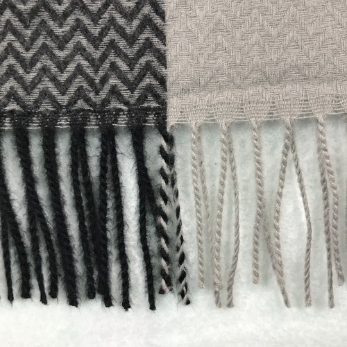 Cashmere Scarf Wrap Gray Taupe Fringe 82x28 Inches Shawl Classic Quiet Luxury - Picture 4 of 12