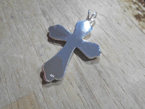 33MM HEAVY ROSE GOLD PLATED 925 SILVER HAWAIIAN ENGRAVED SCROLLS CROSS PENDANT - Picture 2 of 5