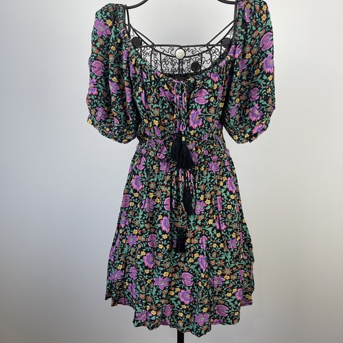 SPELL Village Mini Dress Size XXS Boho Floral On or Off Shoulder EUC RRP $259