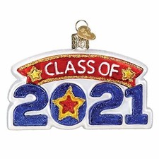 Old World Christmas Glass Blown Ornament, Class of 2021, 4" With OWC Gift Box