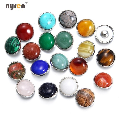 10 un. dijes a presión con botón a presión multicolor con textura de piedra de 18 mm para joyería a presión - Imagen 11 de 42