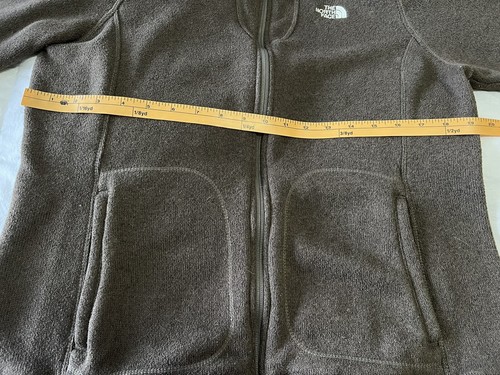 North Face Brown Knit Fleece Full Zip Jacket~ Woman’s SZ Large - Picture 6 of 10