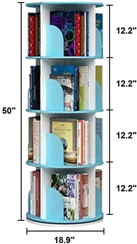 intexca 4 Tier 360° Rotating Stackable Shelves Bookshelf Organizer tool-free BL - Image 2 of 3