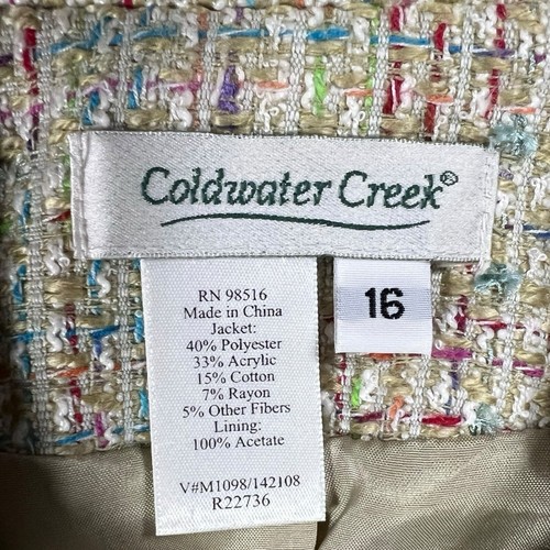 Tweed Lined Zip Jacket Blazer 16 Office Career Corpcore Light Coldwater Creek - Picture 6 of 11
