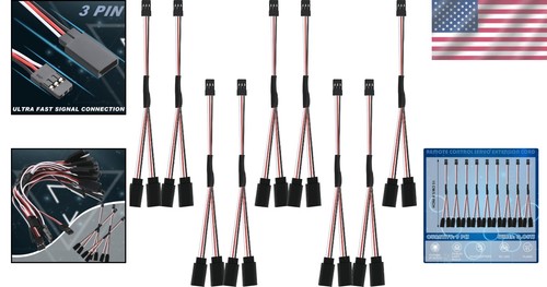 Innovative JST Male to Female 3-Pin Servo Extensions - 9 Pieces | Durable PVC - Picture 2 of 8