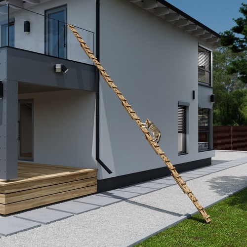 Katzenleiter Katzentreppe Geflammt Katzenstufe für Balkon Fenster 1 - 6m Holz - Bild 94 von 236