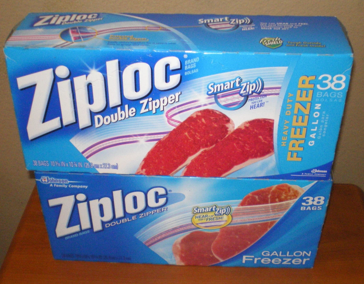 2 bxs ZIPLOC Heavy FREEZER Double Zipper GALLON Bags * 38 bags X 2 Food  Storage