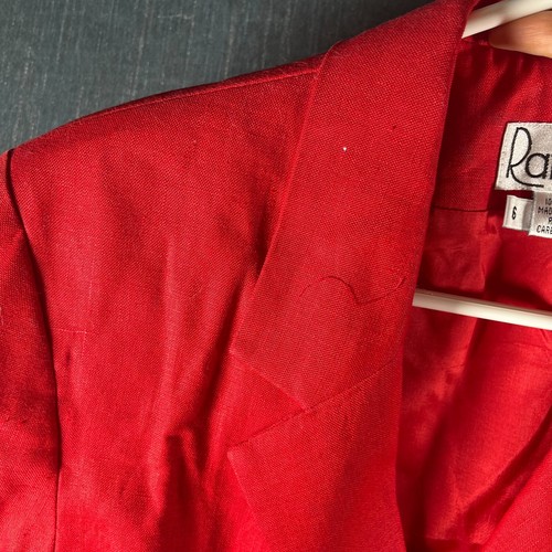 Rafaella Women Blazer Jacket Size 6 Red Linen Pocket Notch Lapel Single Breasted - Picture 9 of 13