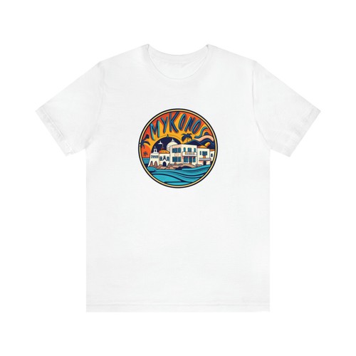 Mykonos Griechenland 1980er Reise Urlaub inspiriert TShirt Unisex Kurzarm T-Shirt - Bild 2 von 45