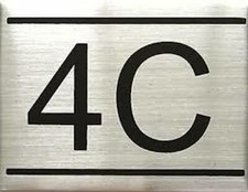 APARTMENT NUMBER SIGN -4C -BRUSHED ALUMINUM (2.25X3, Aluminium)) ref1020