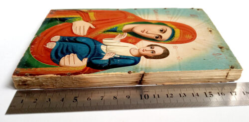 Rare Orthodox Icon Mother of God of Smolensk Rus. Emp. Wood Hand Painted 18x13cm - Picture 5 of 10