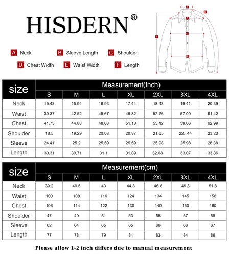 HISDERN Mens Teal Dress Shirts Dark Blue Button Down Cotton Long Sleeve Shirts - Picture 6 of 8