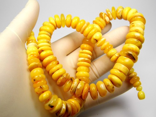 Collar ámbar báltico 22,8" amarillo caramelo yema de huevo piedra natural 6425 - Imagen 6 de 7