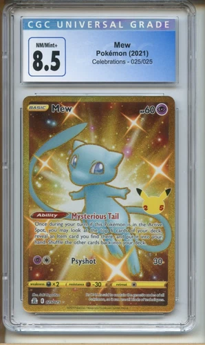 Pokémon TCG Mew Celebrations 025/025 Holo Gold Ultra Rare CGC 8.5 Near Mint