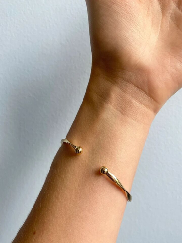 Classic Twisted Adjustable Cuff Bangle Bracelet in Solid 14k Yellow Gold Over - Picture 4 of 5