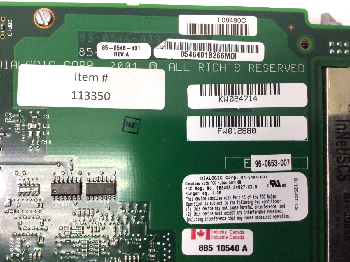 DIALOGIC SUPERMICRO 04-5494-001 83-0546-003 85-0546-401 CSE-745