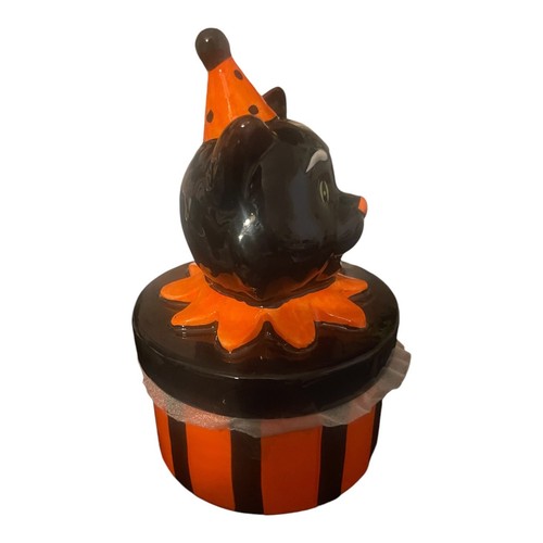 Caja de dulces para gatos Halloween cerámica 7" H x 4" W - Imagen 5 de 7