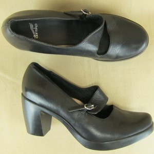 Dansko-3-034-Block-Heel-Pumps-Mary-Jane-Buckle-Work-US-7-5-8-EU-38-Black-Leather