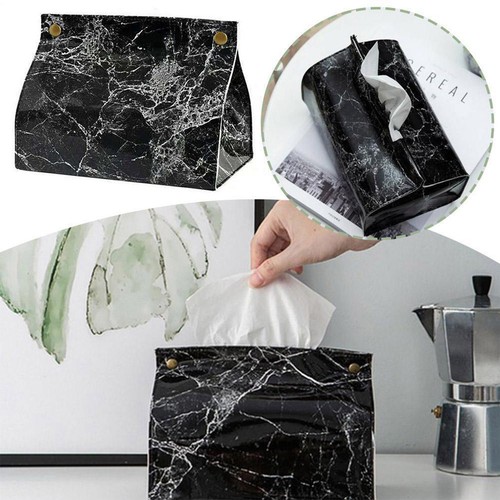 Leather Tissue Box Marble Print Box Desktop Tissue Box for Bathroom Toilet Home - Picture 6 of 15
