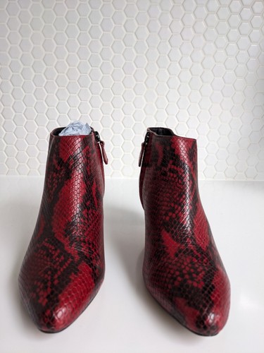 Premium Leather Animal Print Kitten Heel Ankle Boots from Mango: Red: Size: 3 - Picture 18 of 18