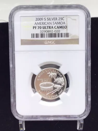 2009  S NGC Silver 25C American Samoa PF70 Ultra Cameo 