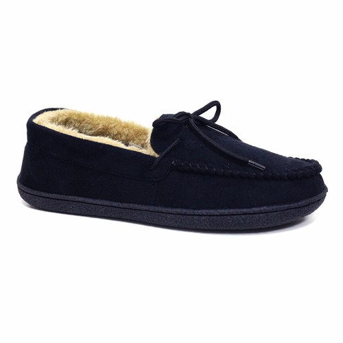 MENS MEMORY FOAM MOCCASINS SLIPPERS LOAFERS SHEEPSKIN FUR WINTER WARM SHOES - Picture 11 of 19