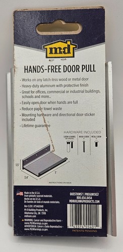 Par de tiradores de puerta manos libres accionados por pies M-D plateados 55401 - Imagen 3 de 6