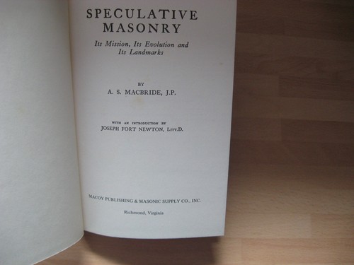 Speculative Masonry A.S. Macbride J.P. rare Freemasons history pub. Macoy 1971 - Imagen 2 de 20