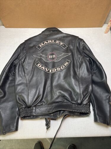 Giacca Harley Davidson ala in pelle invecchiata 97068-04VM rara da trovare! Uomo grande - Foto 15 di 17