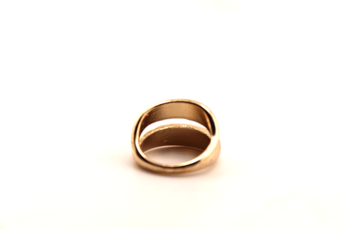 Gold Tone Split Shank Ring Wide Band Size 6 - Picture 5 of 9