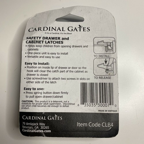 Cardinal Gates 4 Pack Safety Drawer and Cabinet Latches, Black - Picture 2 of 3