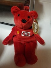 Retired 1999 SALVINOS BAMMERS Plush 10" Red Beanie Bear NFL 49ERS STEVE YOUNG 8