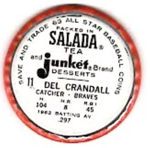 DEL CRANDALL Braves ~ 1963 Salada Junket Coin ~ FREE SHIPPING - Picture 2 of 2