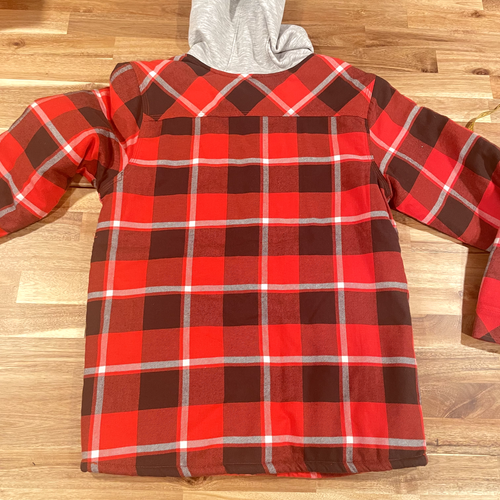 Boy's Youth Carhartt Sherpa Lined Snap Plaid Flannel Hooded Jacket L LARGE 14/16 - Picture 8 of 8