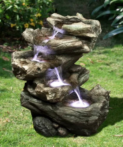 22" H  Tiered Water Fountain Outdoor W/LEDs 4 Leveled Freestanding Fountain