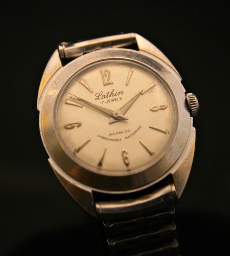 Vintage 1950's Lathin {Kingston Watch Co.) French 17J men's wristwatch, running - Picture 6 of 13