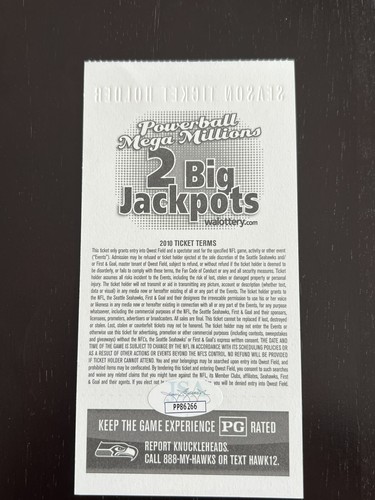 NaVorro Bowman Signed NFL Debut 1st Game Season Ticket 9/12/10 JSA W COA 49ers - Picture 2 of 2